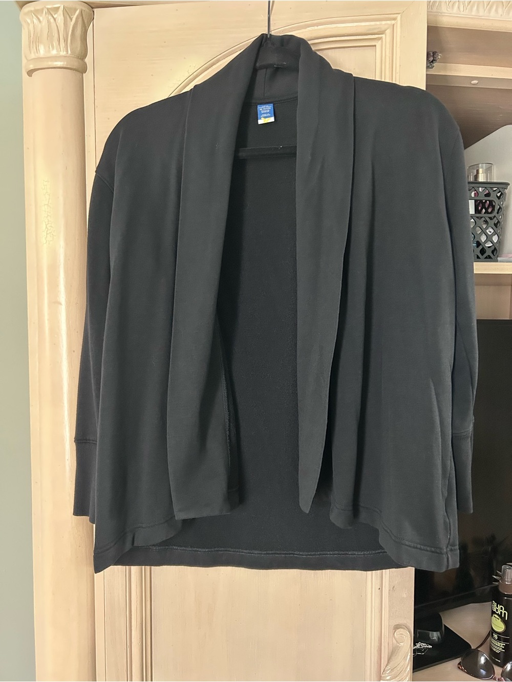 Black Open Front Draped Cardigan